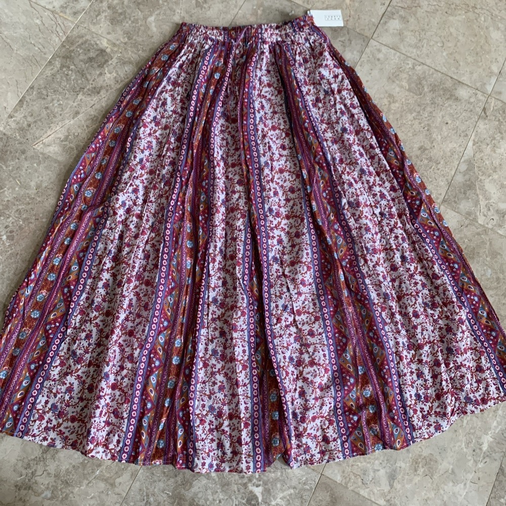 LOWRYS FARM Long/Maxi Length Skirts Medium Multicolor Lined‎ Drawstring